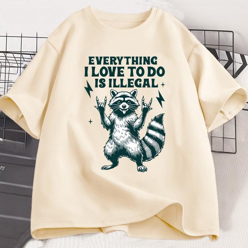 Funny Raccoon Graphic T Shirts Humor Cotton T Shirt for Unisex Women Casual Short Sleeve Loose Tshirt Harajuku Unisexs Clothes Tops