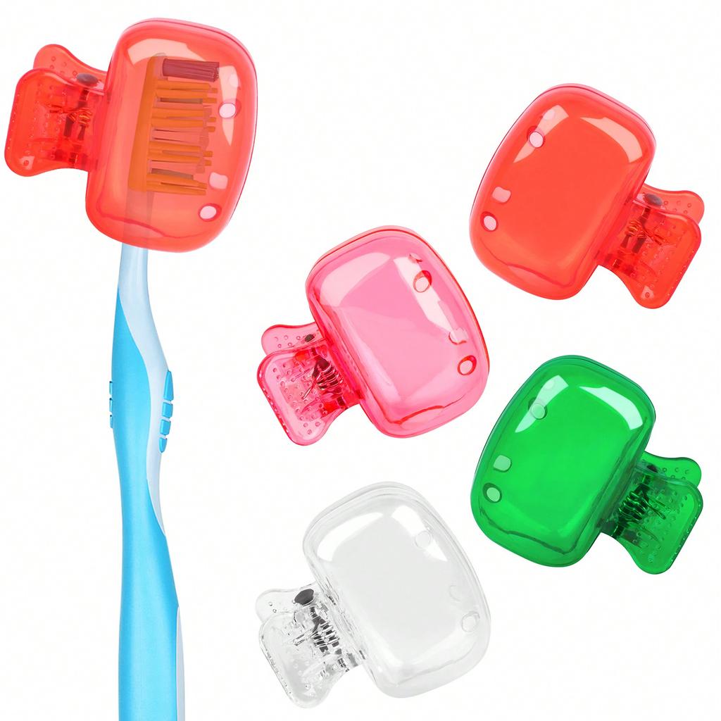 Travel Toothbrush Head Covers Toothbrush Protector Cap Brush Pod Case Protective Portable Plastic Clip for Household Travel, Camping