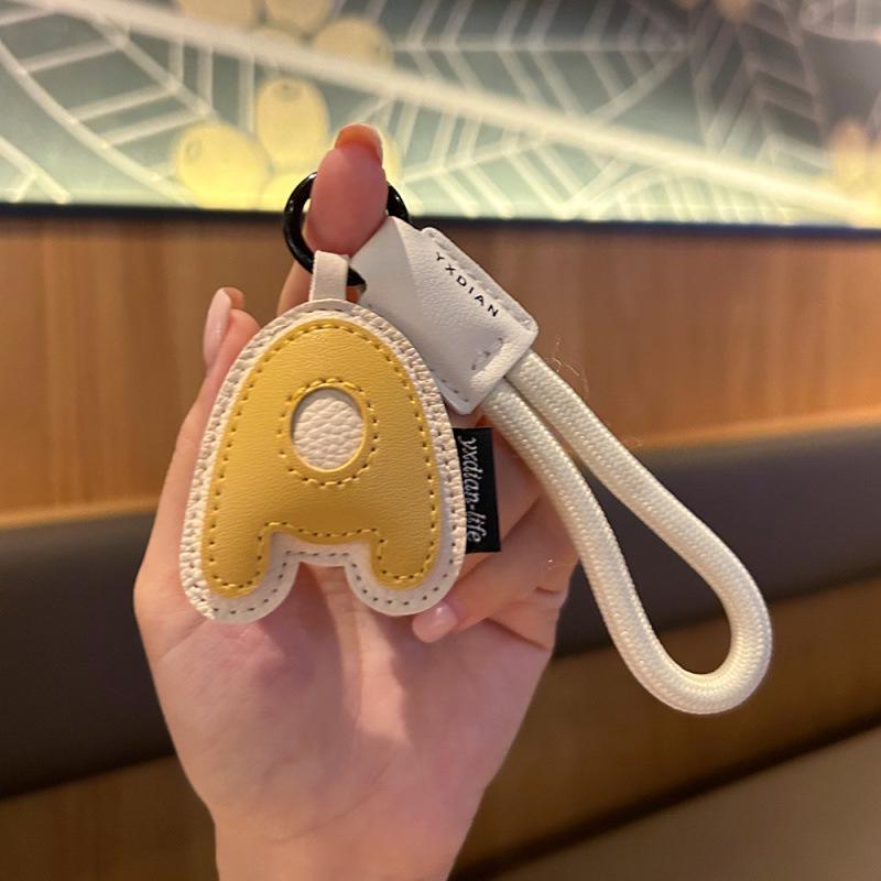 Customizable Leather Letter Keychain Pendant for Girls and Couples
