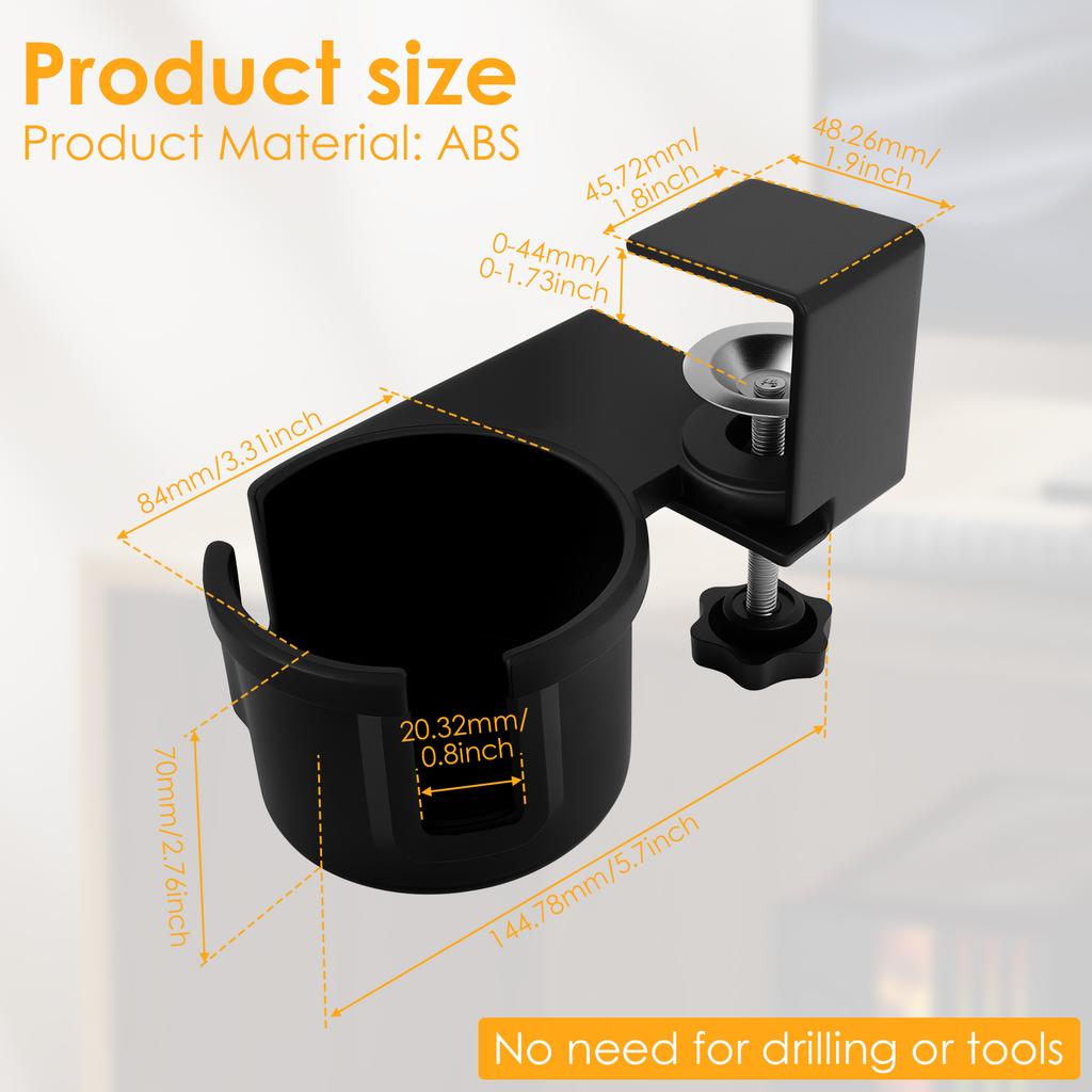 1PCS 180° Rotating Desk Cup Holder Table Universal Adjustable Pgraded Arm Clamp Nonslip Storage Rack Clip On Coffee Bottles
