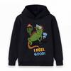 Kids Boys Girls Crew Neck Hoodie, Cool Lizard Cactus Print Casual Pullover Sweatshirt, I Feel Good Funny Graphic Long Sleeve Top for Children Daily We