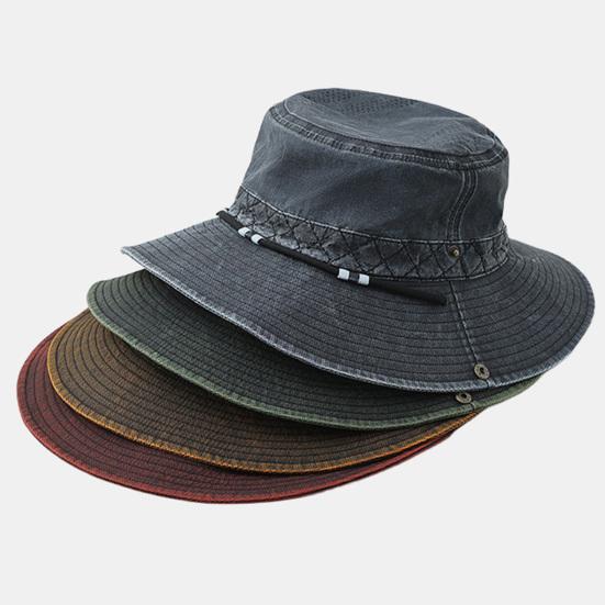 Fischerhut Retro-Stil West-Cowboy-Eimerhut mit verstellbarer Größe Wasserdicht Schnelltrocknend Outdoor Sonnenschutzhut