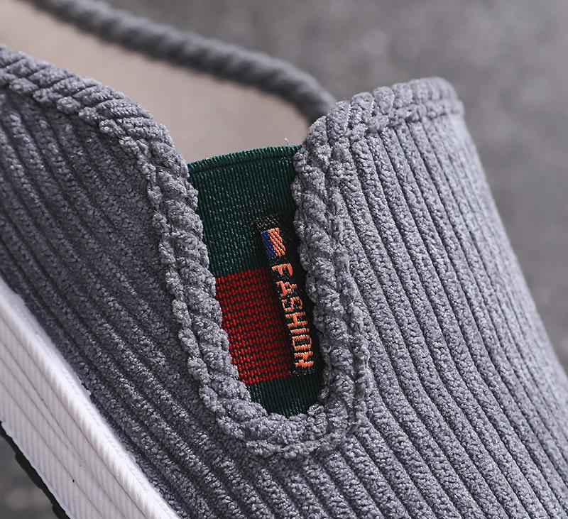 Zapatillas sin talón redondas antideslizantes para hombre estilo Old Beijing - Slip-ons de tela transpirable