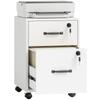 Mobile Office Pedestal, 2 Drawers, Casters, Hanging Letter-Size Documents, White