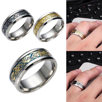 Regalo di gioielli per anelli da dito per fede nuziale con superficie liscia in acciaio al titanio alla moda