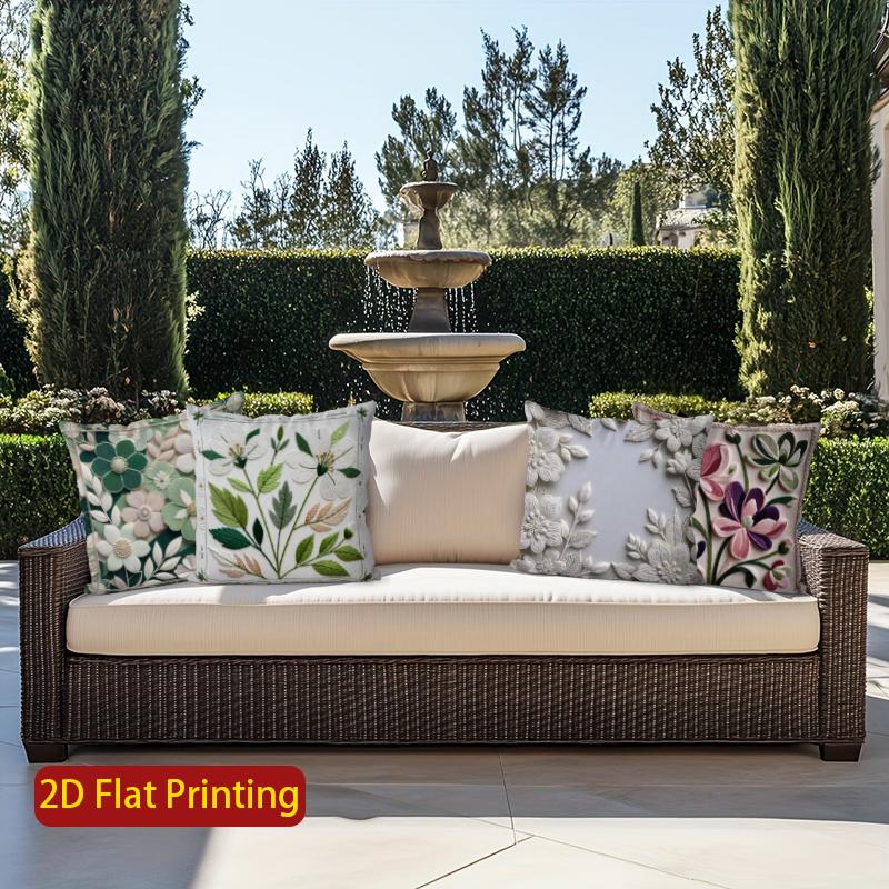 2D Floral Embroidered Pattern Decorative Pillow Covers Pattern Cushion Cover Suitable For Sofa Bedroom Car Pillow Cover