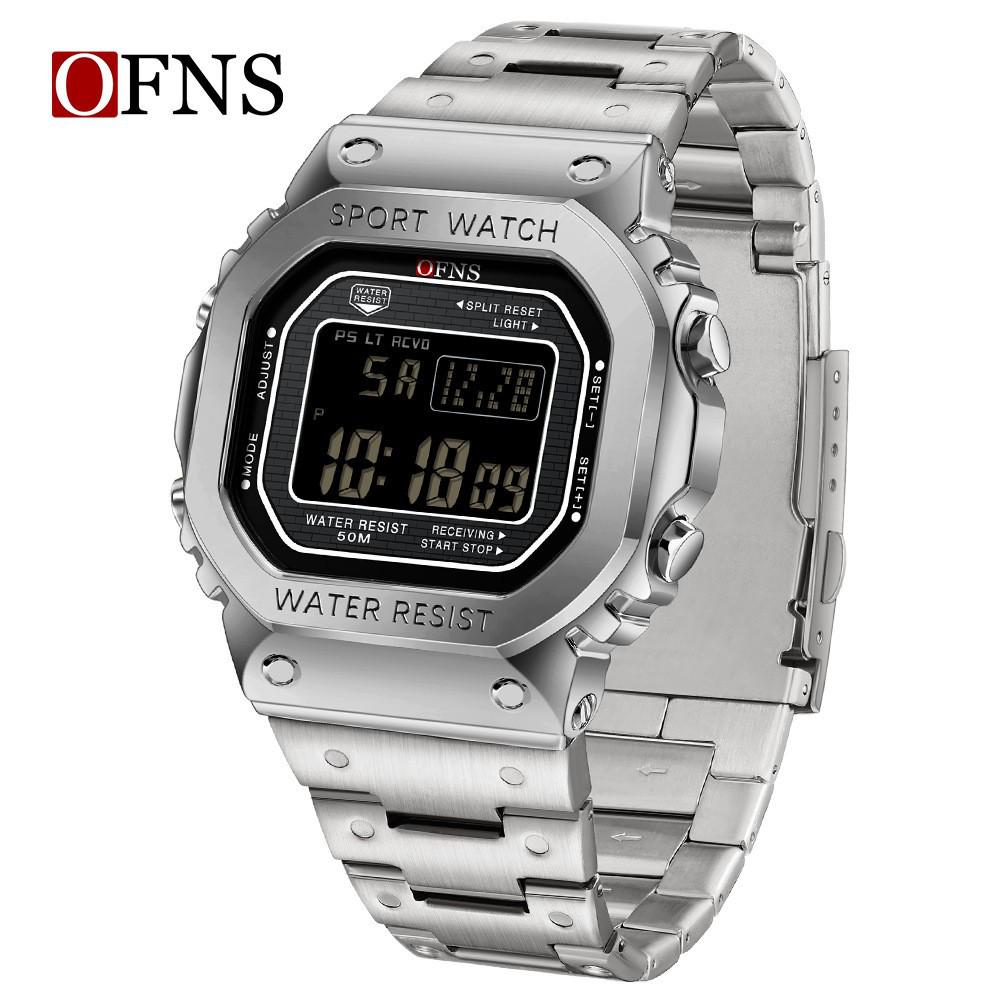 Sanda Men's Waterproof Square Multifunction Sports Alarm Watch