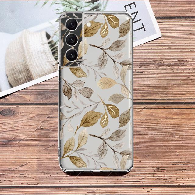 White Flower Floral Clear Case For Samsung Galaxy S23 S22 S21 S20 Fe Ultra S10 S9 S8 Plus 10e S10lite Note 10plus 20ultra