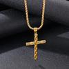 66cm Popcorn Chain Cross Pendant Necklace for Men/Women Trendy Thick Stainless Steel Jewelry Twisted Chain Accessories Small