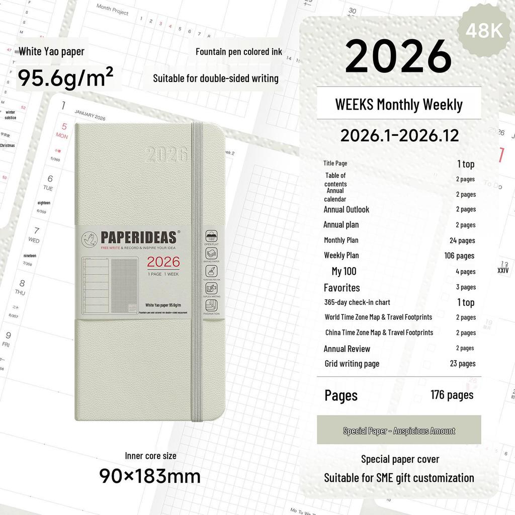2026 Portable Weekly Planner: Leather-Covered Diary & Time Management Book