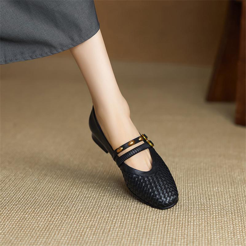 Fashion New Spring/autumn Genuine Leather Women Shoes Round Toe Mary Jane Shoes for Women Fashion Belt Buckle Low Heel Women Pumps