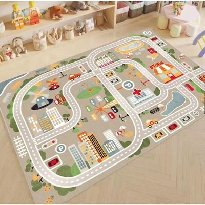 Alfombra de Suelo para Juego de Tráfico de Estacionamiento Infantil Alfombra de Coche de Dibujos Animados para Niños Alfombra de Pista de Carretera Alfombra de Carril Alfombras para Sala de Estar y Dormitorio
