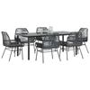 VidaXL Garden Dining Set Cushions 7pcs Black Poly Rattan Glass 3334567
