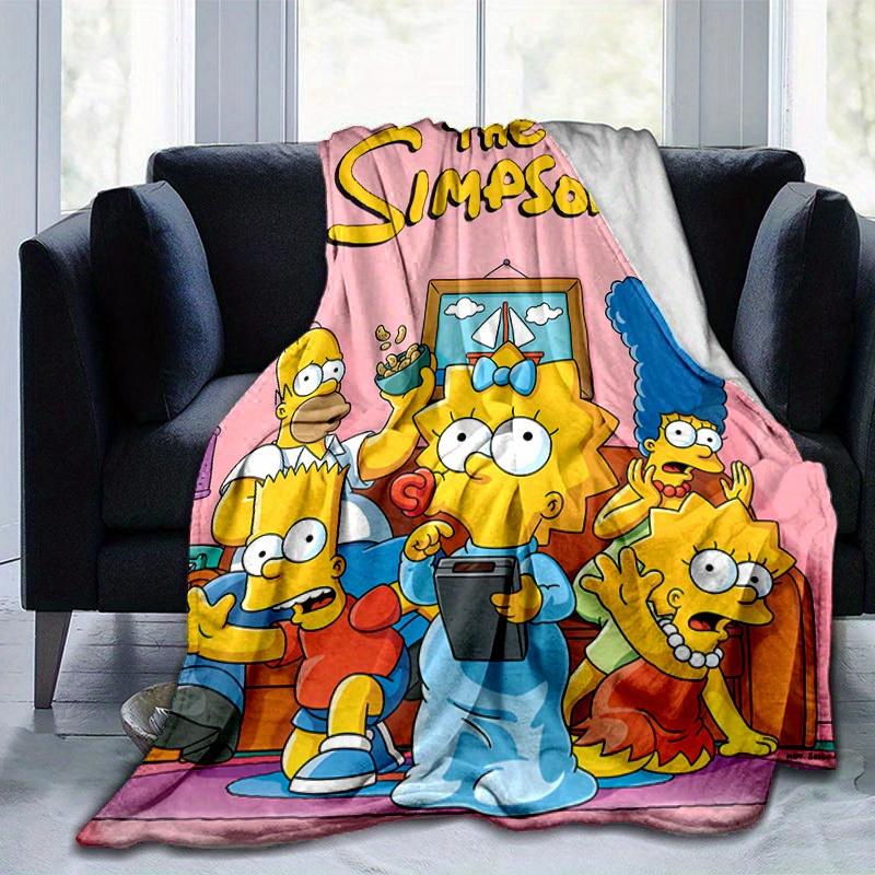 Coperta Cartoon I Simpson, Coperta Corta in Peluche Carina e Calda, Decorazione Casa Soggiorno Divano Quattro Stagioni Viaggio