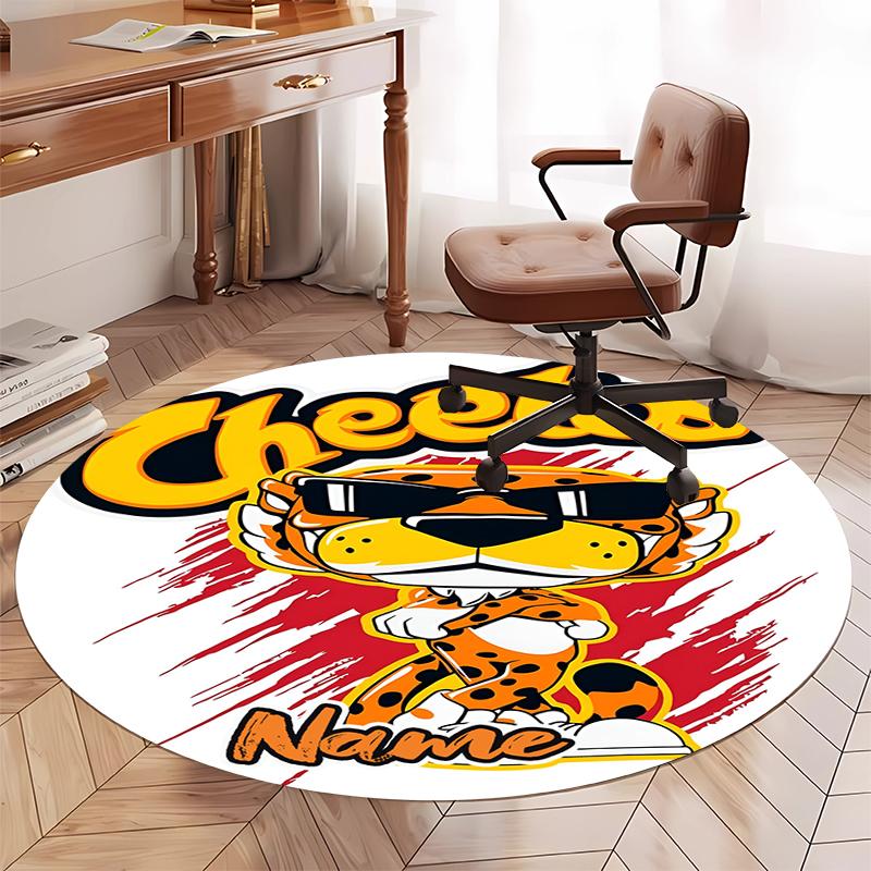 Custom Name Cheetos Printed Round Rug Carpet Chair Rug Area Rug Entryway Doormats,for Office Chair Living Room Bedroom Kitchen Room.