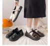 2024 Damen Britischer Stil Leder Slipper mit dicker Sohle: Sommer Slipper mit Schnalle im japanischen College-Stil