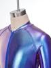 Kids Girls Zipper Metallic Leotard Long Sleeve Shiny Bodysuit for Jazz Dance Stage Performance Cosplay Theme Party Costume