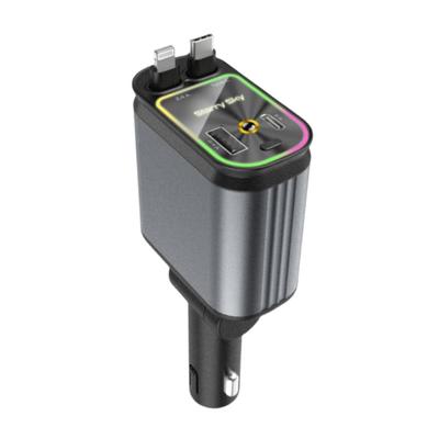 120W PD QC 3.0 4 IN 1 Car Retractable Fast Charger Phone Charing for Lightning USB Type C Rotatable Socket Adapter