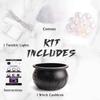Bubbling Cauldron With Violet Light Black Witches Bubbling Cauldron For Storing Candy Desktop Decoration Ornament