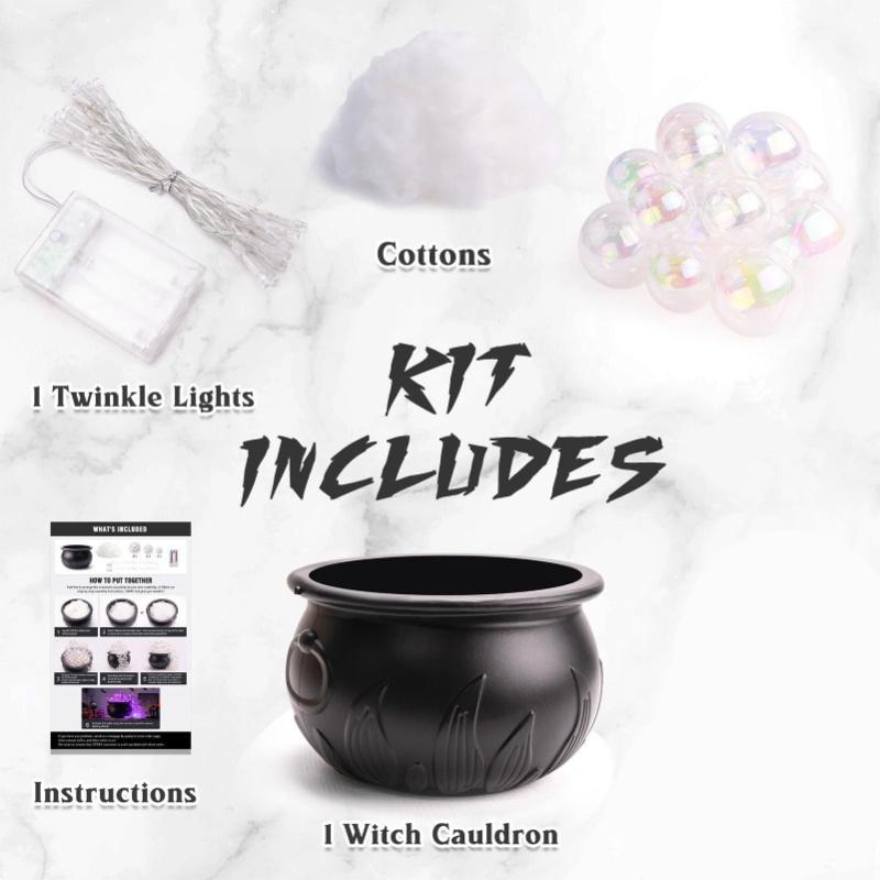 Bubbling Cauldron With Violet Light Black Witches Bubbling Cauldron For Storing Candy Desktop Decoration Ornament