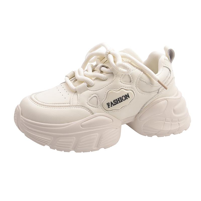 Popular muffin platform white shoes children's chic versatile height increase leisure sports dad shoes 2025 spring and summer new