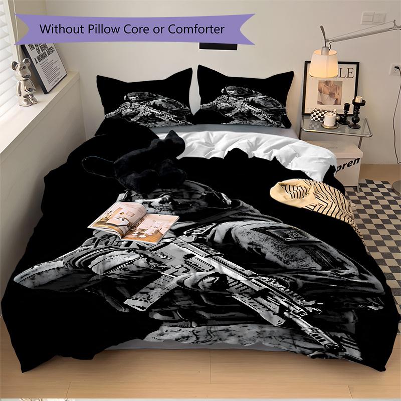 3pcs Call of Duty Bedding Set-Universal Three-Piece Suit for Bedroom, Guest Room, Living Room, Hotel-Perfect Gift for Fans, Travelers, Daily