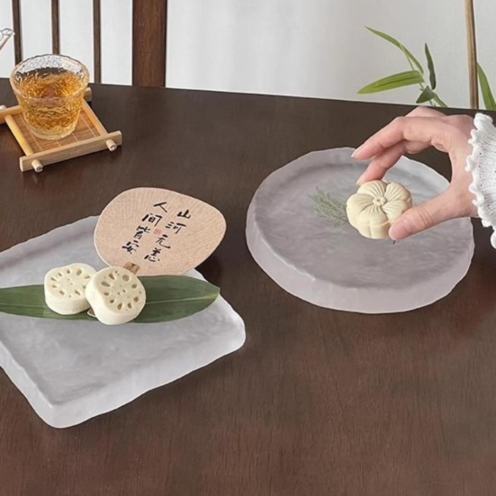 Exquisite Frosted Glass Plate Elegant Dessert Plate Creative Afternoon Tea Plate  Kitchen