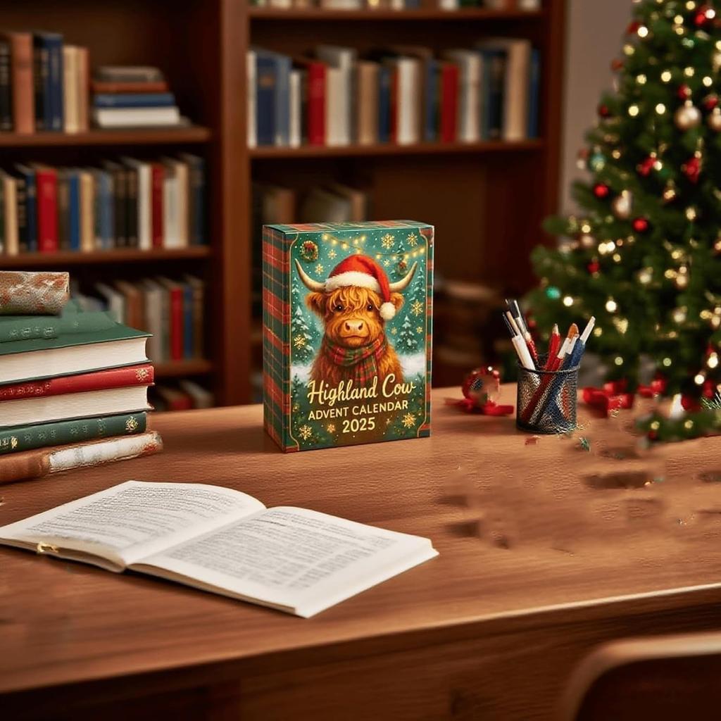 Christmas Highland Cow Advent Calendar 24 Days Christmas Countdown Calendar 3D PVC Highland Cow Ornaments Xmas Christmas Gifts