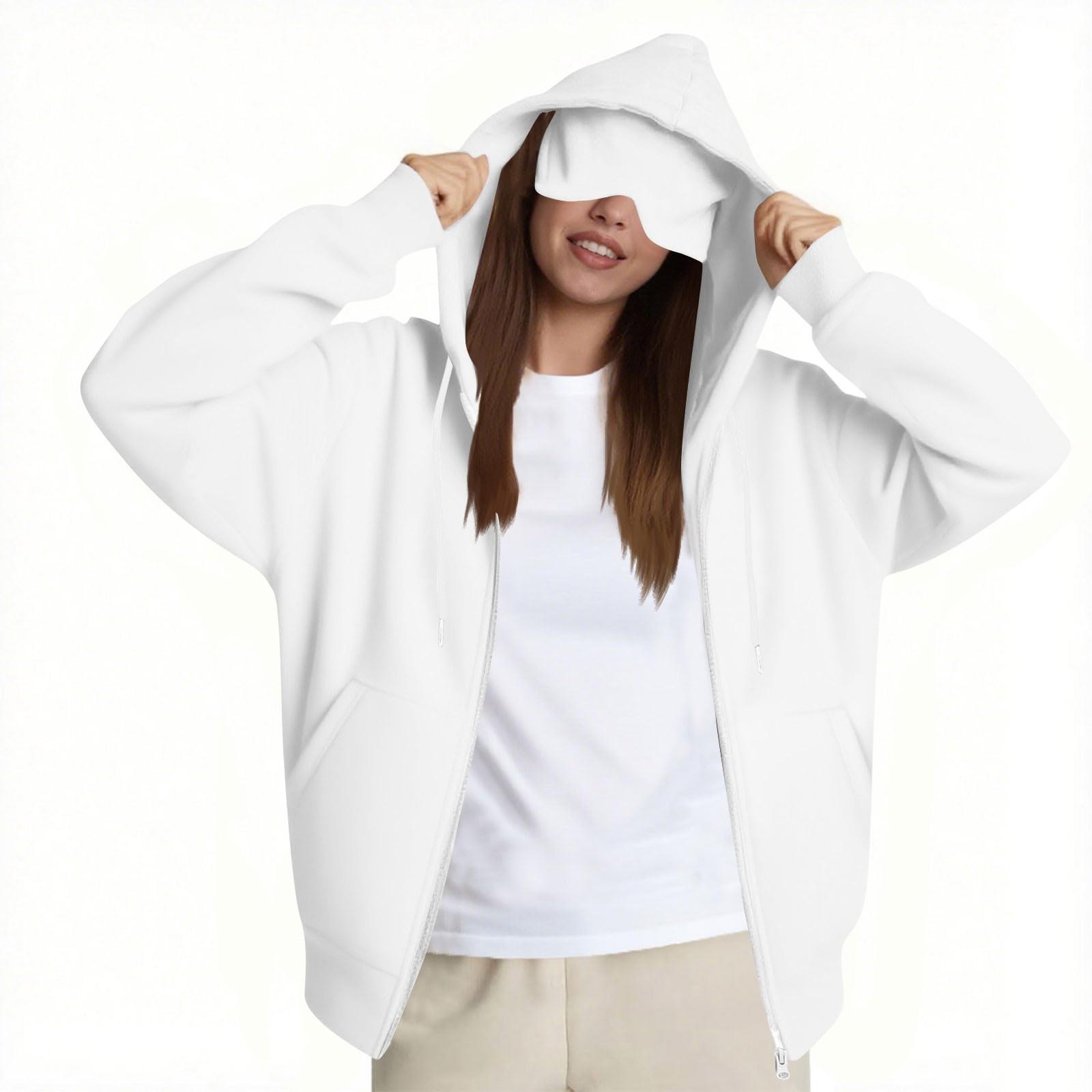 

Женская мода Повседневные толстовки с капюшоном и длинным рукавом однотонные топы S белый