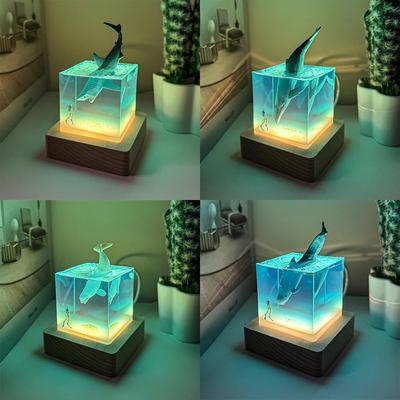 Ocean Whale Epoxy Resin Night Light: Trendy Home Decor Toy and Birthday Gift