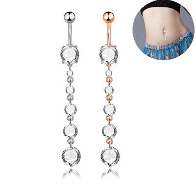 Yeni gül altın gümüş uzun zirkon dize göbek halkası göbek göbek piercing takı 