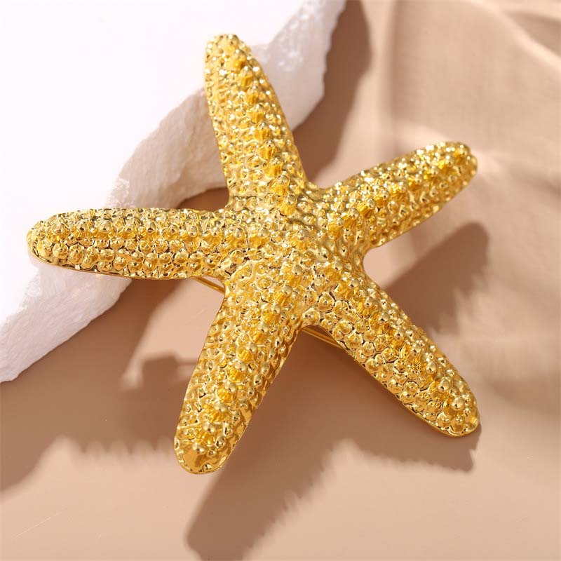 2026 Nuovi Arrivi Spilla Creativa a Forma di Stella Marina per Uomo Donna Semplice Colore Oro Spilla a Stella Spilla Accessori Abbigliamento