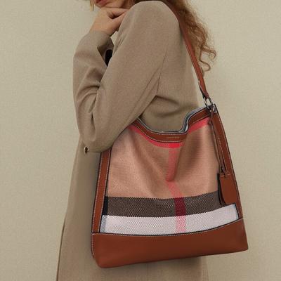 Špičková taška dámská taška přes rameno na jedno rameno všestranná velkokapacitní kabelka s kostkovaným pruhem