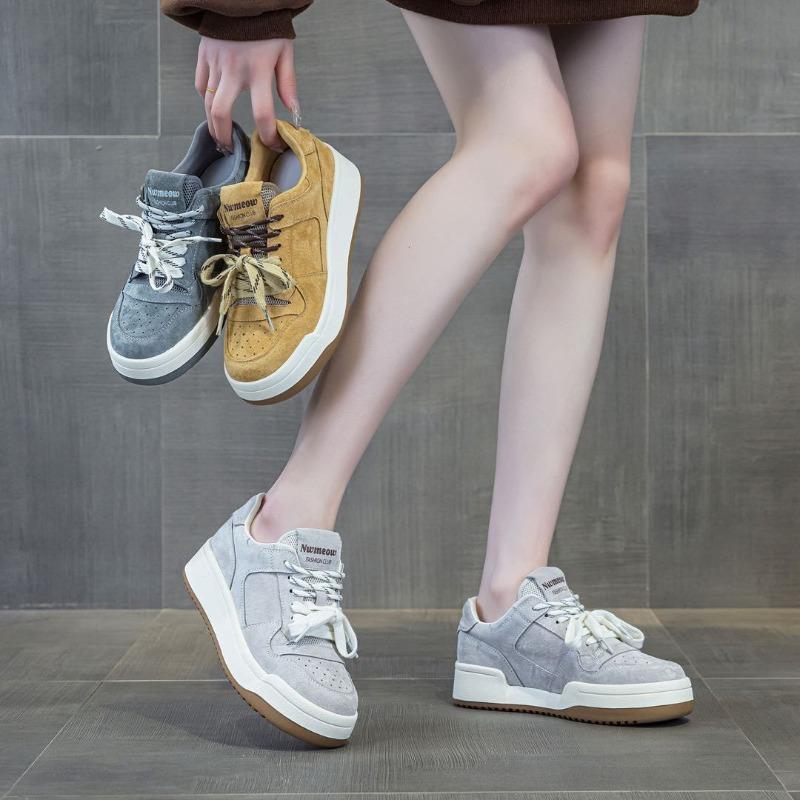 Leather Thick-soled Height-increasing Versatile Board Shoes Women's New Spring and Summer Women's Lightweight Soft Soles Do Not Tire Feet