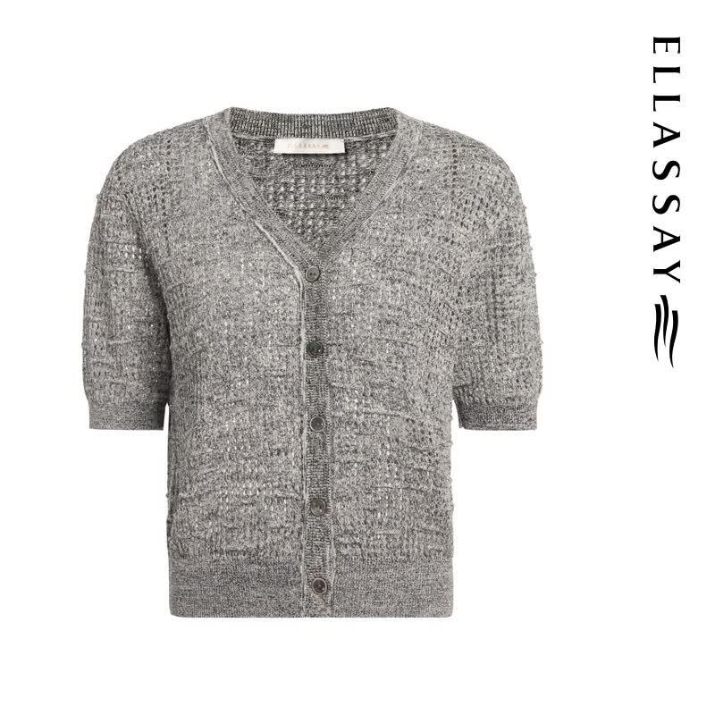 ELLASSAY Women's Slim Fit V-Neck Knit Top
