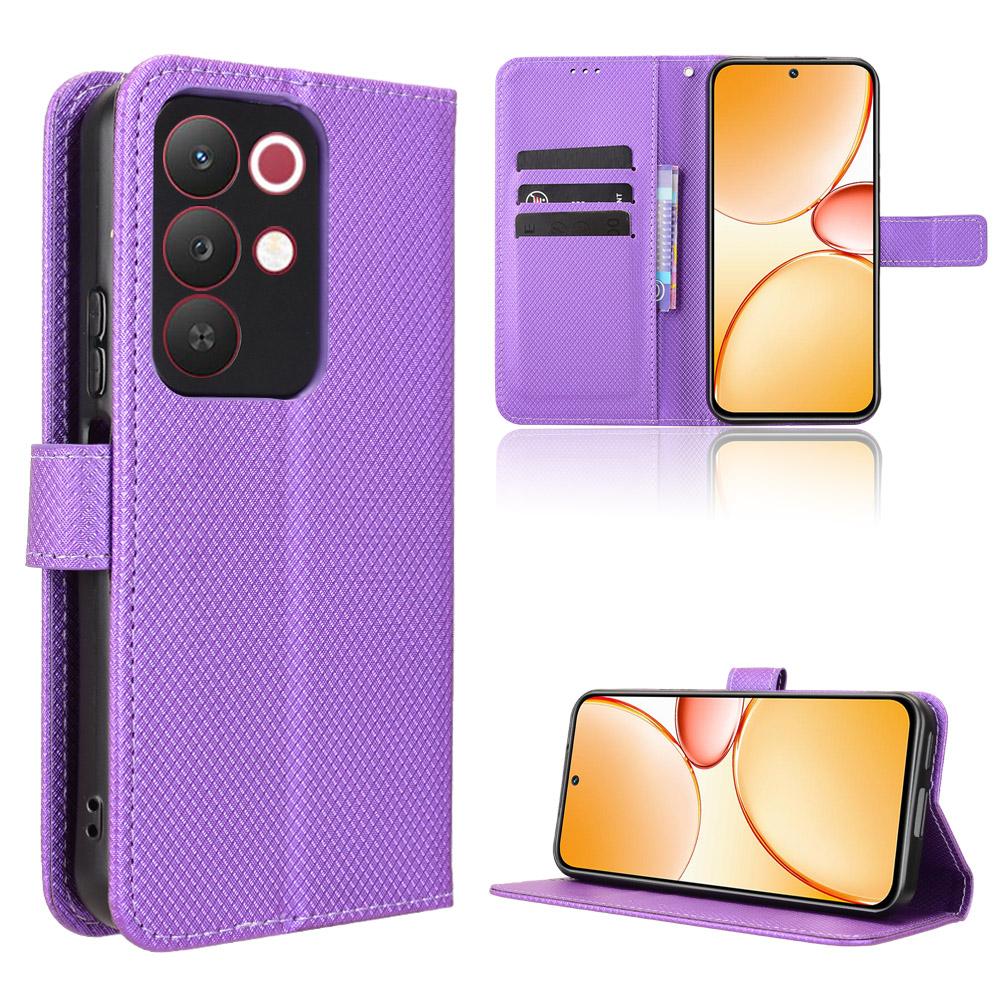 Für Realme C85 Pro 4G Leder Wallet Hülle mit Band Diamantstruktur Handyhülle
