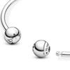 Pandora Moments Silver Open Bangle  Logo Caps  596477