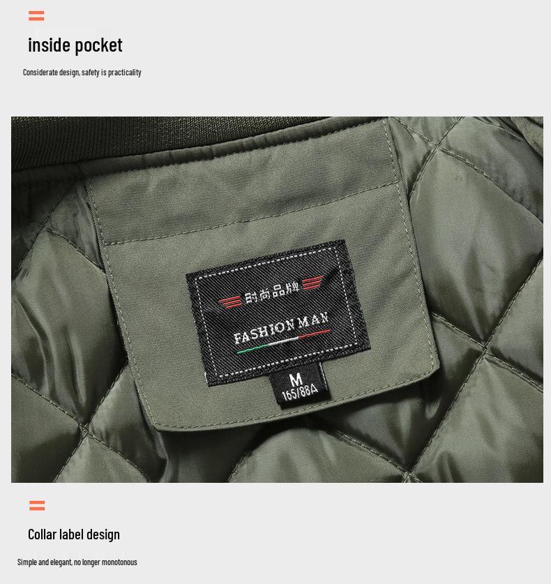 Men's Thickened Cotton Pilot Jacket - Autumn/Winter Stand Collar Loose Baseball Outerwear