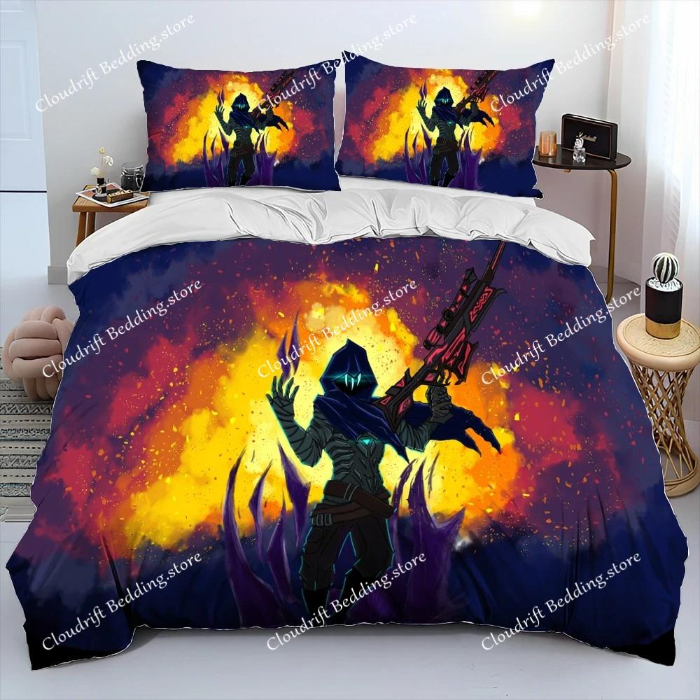 3D VALORANT Game Gamer Cartoon Comforter Bedding Set,Duvet Cover Bed Set Quilt Cover Pillowcase,king Queen Size Bedding Set Kids