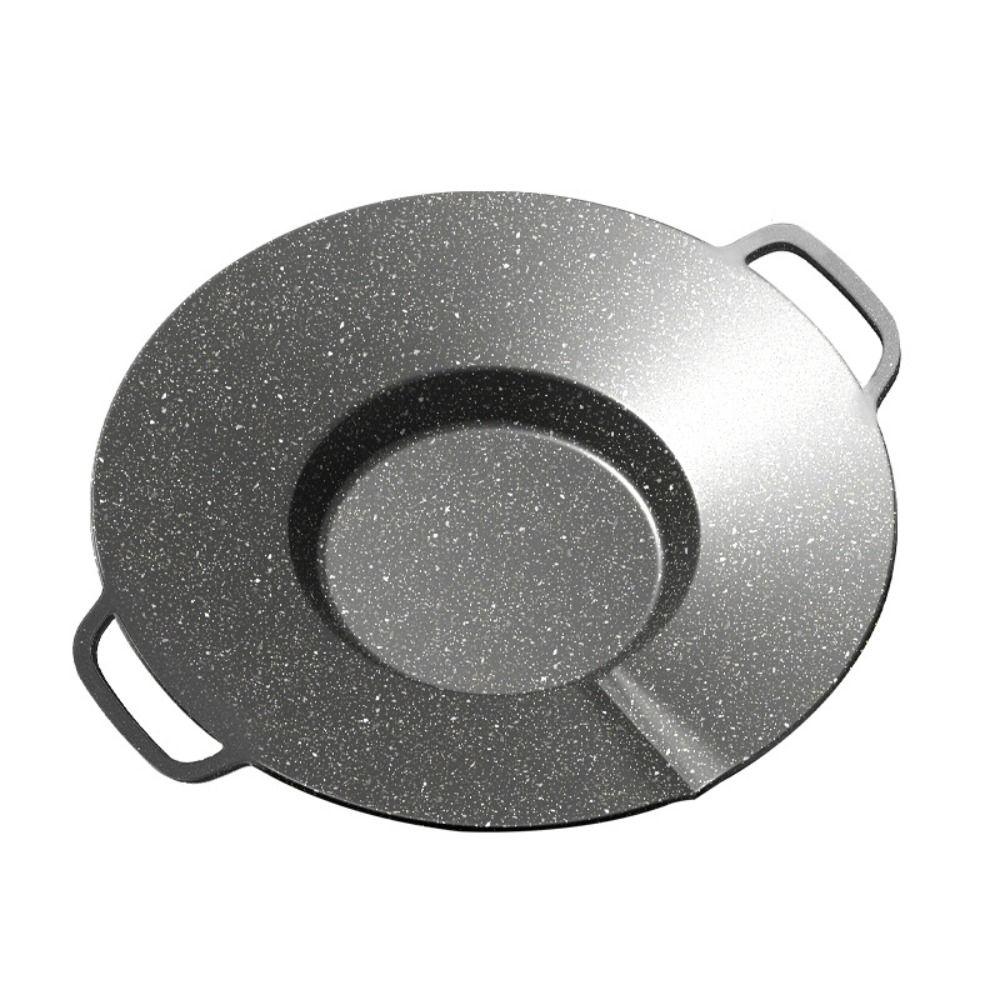 Thicken Deep Baking Tray Round Shape Frying Pan with Handles Convenient Griddle Pan  BBQ
