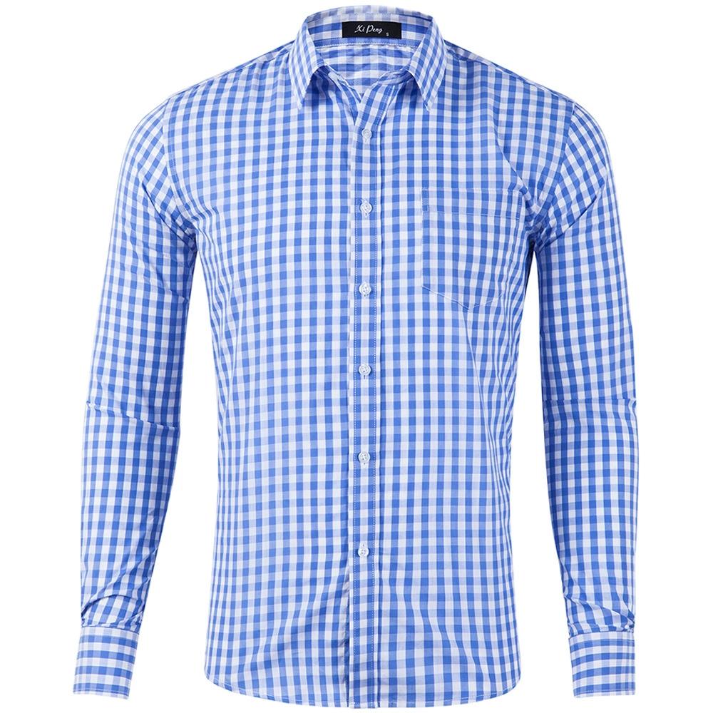 Casual Klein Geruit Strijkarm Shirt Grote Maat Lange Mouw Herenshirt Herenshirt