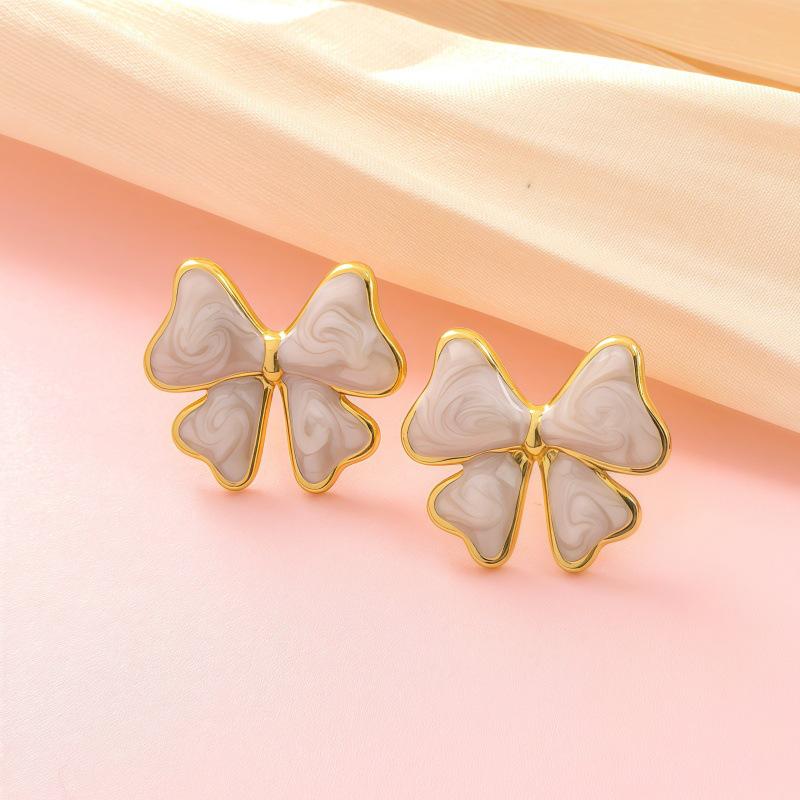 Stainless Steel Drip Oil Butterfly Earrings for Women - Versatile & Fashionable Titanium Steel Jewelry
