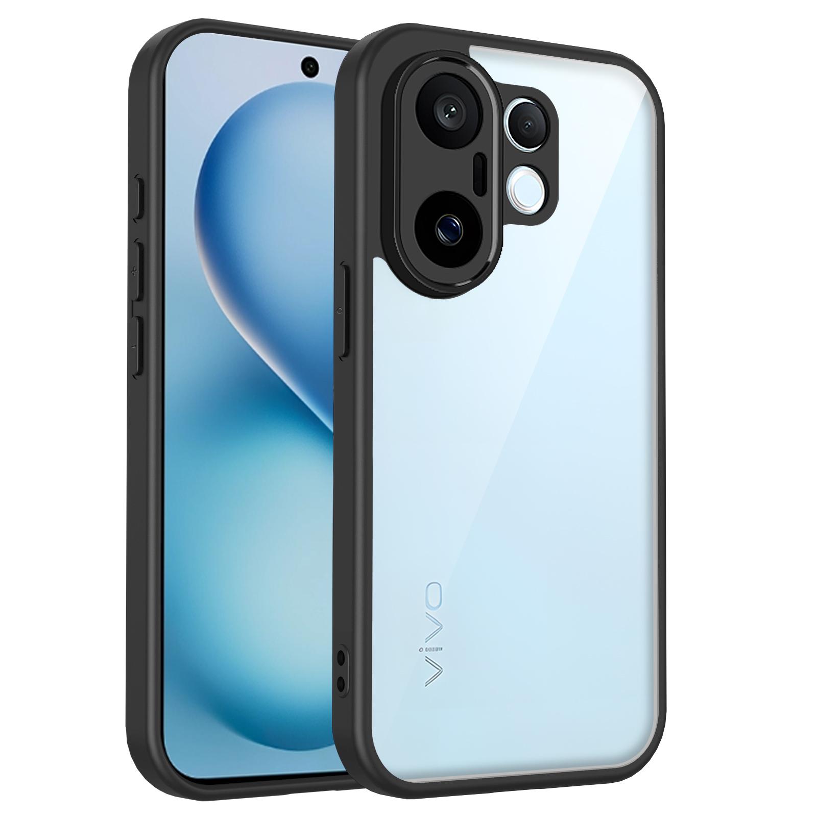 

Чехол для Vivo X200 FE V2503 Гальванизированный силиконовый бампер Противоударная прозрачная задняя крышка Жесткий матовый чехол для телефона для Vivo X200 FE X200FE V2503 Pc + tpu&vivo X200 FE чёрный