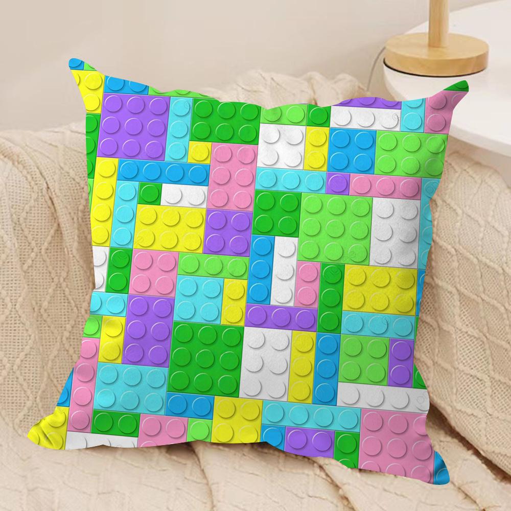 Colorful block Cushion Cover Soft Plush Fabric DoubleSided Printed Cushion Covers for All Seasons Modern HomeDecor Gift 30cmx30cm