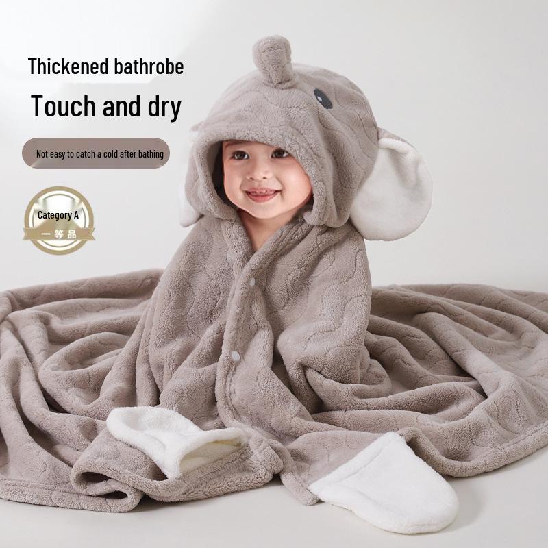 Thick Absorbent Hooded Bath Cloak for Newborns and Children