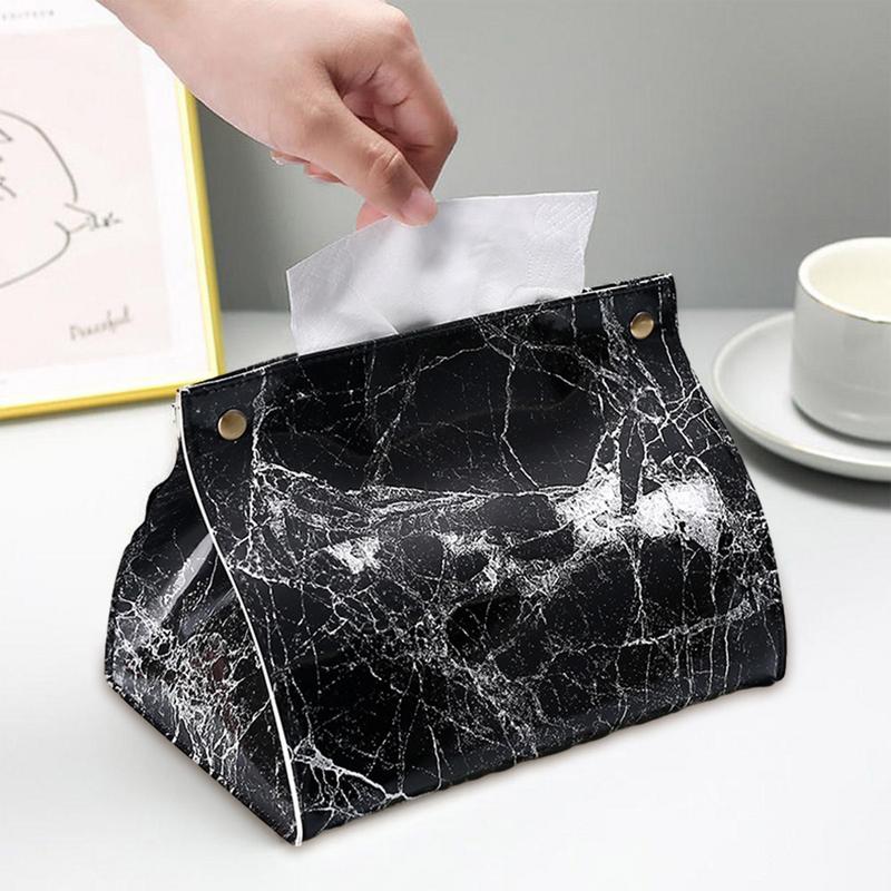 Taschentuchbox-Halter Haus Wohnzimmer Couchtisch Schreibtisch Einfache Serviettenbox Küchenaufbewahrung Papierbox PVC-Leder-Organizer
