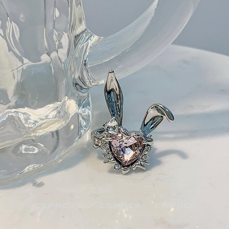 Premium Cute Sweet Cool Playful Rabbit Diamond Ring Year Of The Rabbit Open Index Finger Ring