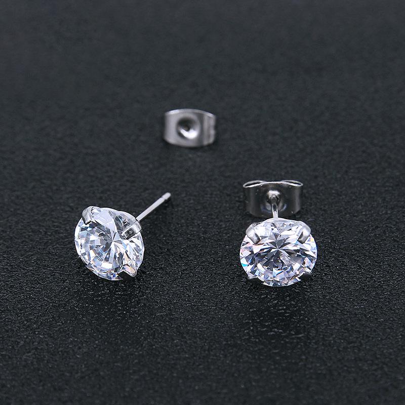 Personalized Colorful Zirconia Cochlea Stud Earrings, European & American Round Stainless Steel Cartilage Piercing Jewelry.