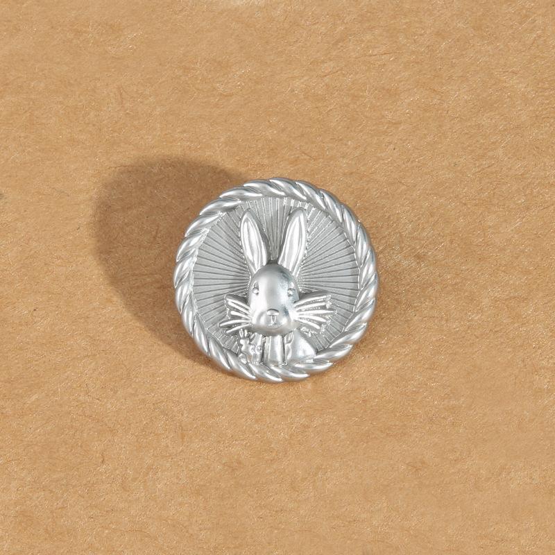 

10 шт. Металлические трехмерные рельефные пуговицы в виде кролика для женской одежды, пальто, костюма, круглые высококачественные пуговицы, универсальные пуговицы для свитера 18mm silver