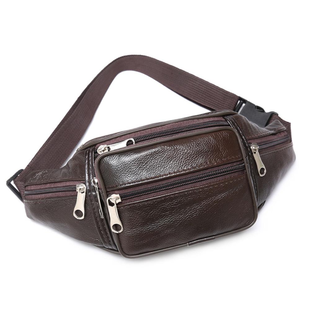 Leather Waist Bag, Running Sports Bag, Men's Multi-functional Single-shoulder Bag, Mobile Phone Waist Bag